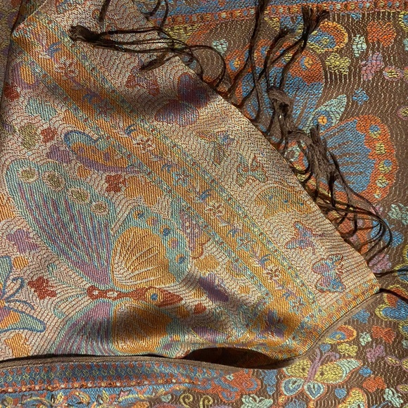 Vintage butterfly brocade pashmina shawl scarf - Picture 7 of 7